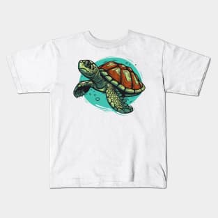 Beautiful Sea Turtle || Vector Art Illustration Kids T-Shirt